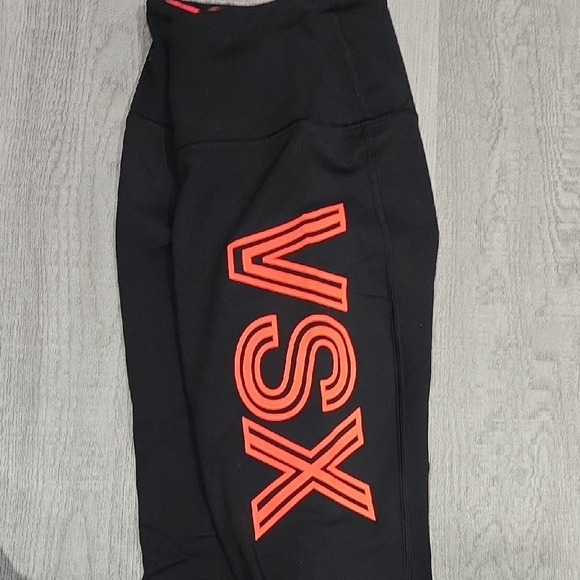 Victoria's secret sport Black Leggings with Bright Orange VSX Logo - Picture 2 of 7